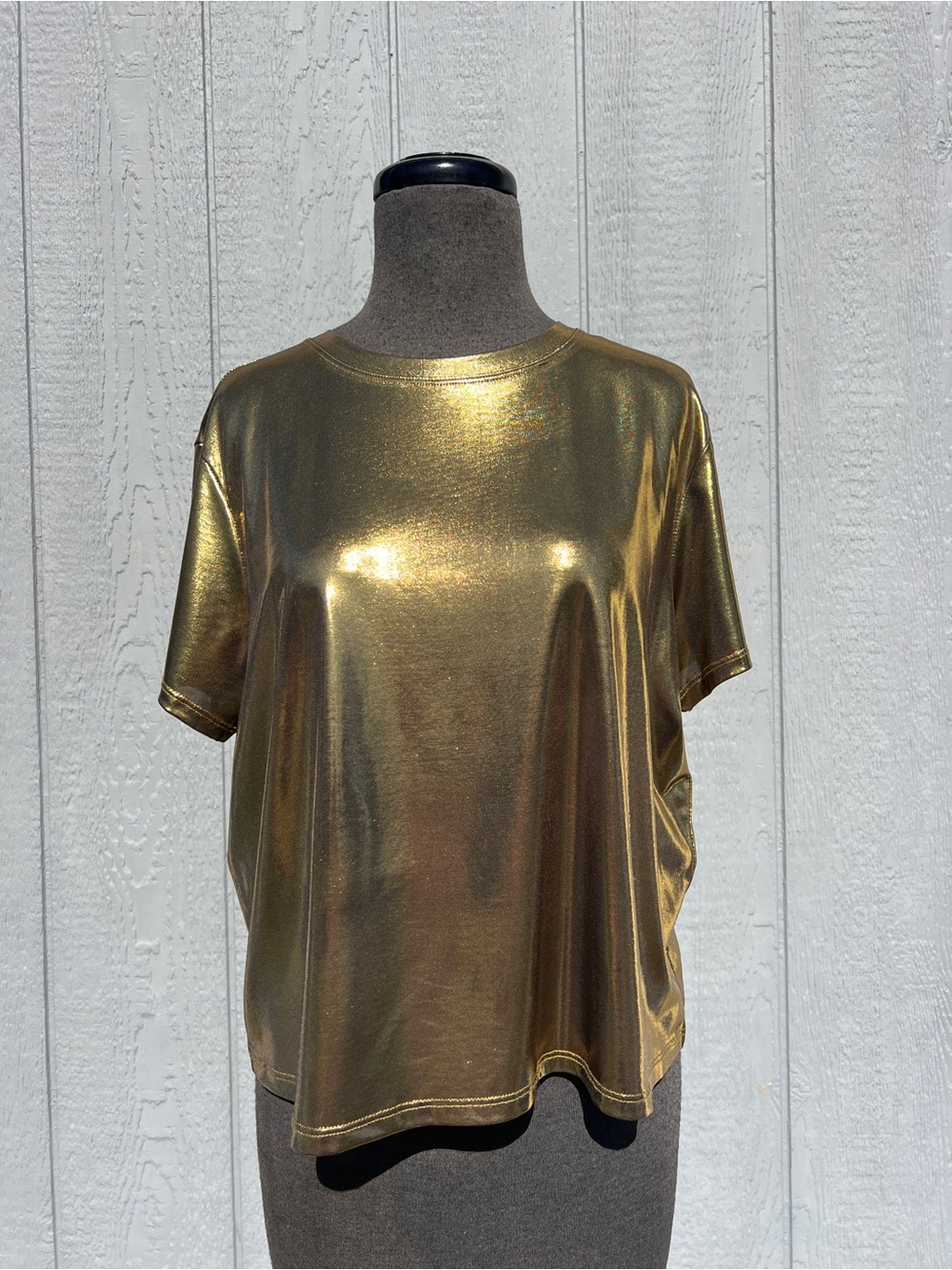 Bailey 44 Gold Metallic Short Sleeve Top, L